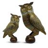 Metal Owl Couple Miniature Statue Showpiece Owl Sculpture Feng Shui Bird Figurine uses for Living Room, Garden, Office Desk Gold Color (2 Piece) (1 Bo