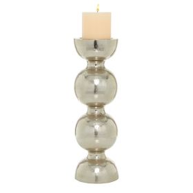 DecMode Silver Metal Handmade Pillar Candle Holder