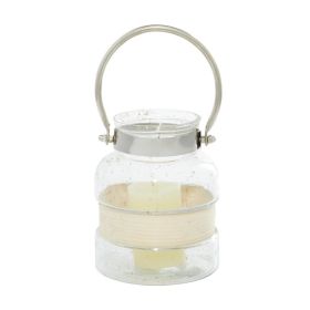 The Novogratz Clear Glass Decorative Candle Lantern with Curved Handle