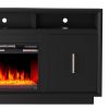 Bridgevine Home Sunset 83 inch Electric Fireplace TV Stand for TVs up to 95 inches, Black Finish