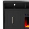 Bridgevine Home Sunset 83 inch Electric Fireplace TV Stand for TVs up to 95 inches, Black Finish