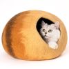 Cat Cave Bed -Handmade Wool Cat Bed Cave with Mouse Toy