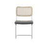 Set of 4, Leather Dining Chair with High-Density Sponge, Rattan Chair for Dining room, Living room, Bedroom, Gray