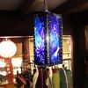 Chinese Paper Lantern Rectangle Handmade National Style Home Decor Printed Blue and Purple Flower Lamp Shade