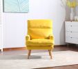 Soft Comfortable 1pc Accent Click Clack Chair with Ottoman Yellow Fabric Upholstered Oak Finish Legs Living Room Furniture