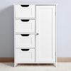 White Bathroom Storage Cabinet, Floor Cabinet with Adjustable Shelf and Drawers