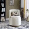 360¬∞ Swivel Accent Chair with Storage Function, Velvet Curved Chair with Gold Metal Base for Living Room, Nursery, Bedroom [Video]