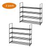 2 Set 4 Tiers Shoe Rack Shoe Tower Shelf Storage Organizer For Bedroom, Entryway, Hallway, and Closet Gray Color