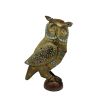 Metal Owl Couple Miniature Statue Showpiece Owl Sculpture Feng Shui Bird Figurine uses for Living Room, Garden, Office Desk Gold Color (2 Piece) (1 Bo