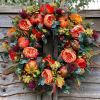 Fall Peony and Pumpkin Wreath, Autumn Year Round Wreaths for Front Door, Artificial Fall Wreath, Halloween Wreath, Thanksgiving Wreath, Maple Leaf Ber