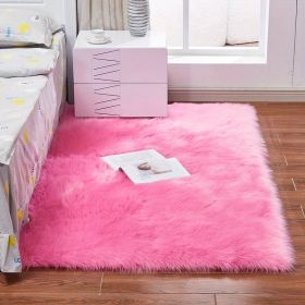 1pc Fluffy Imitation Wool Area Rug, Suede Fleece Bottom Long Imitation Wool Rug, Acrylic 80% Polyester 20%, 2.36inch Long Wool, Living Room Bedroom Ru (Color: Rose Red, size: 35.43*59.06inch)