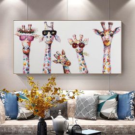 Hand Painted Oil Painting  Horizontal Abstract Animals Giraffe Modern Living Room Hallway Bedroom Luxurious Decorative Painting (Style: 1, size: 50x100cm)