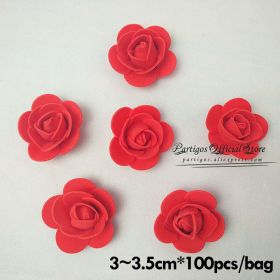 DIY Valentines Day Gifts Red Rose Bear Artificial foam Roses Flower Wedding Engagement Decoration little Bear Mold bear Teddy (Color: 100pcs 3.5cm red)