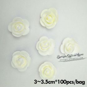 DIY Valentines Day Gifts Red Rose Bear Artificial foam Roses Flower Wedding Engagement Decoration little Bear Mold bear Teddy (Color: 100pcs 3.5cm cream)