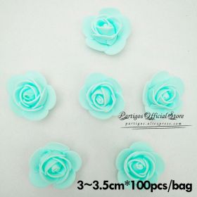 DIY Valentines Day Gifts Red Rose Bear Artificial foam Roses Flower Wedding Engagement Decoration little Bear Mold bear Teddy (Color: 3.5cm tiffany blue)