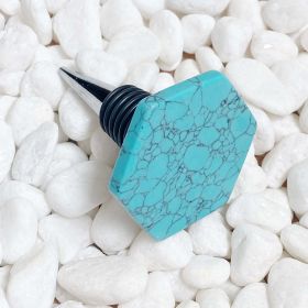 Soho Lounge Hexagon Stone Wine Stopper (Color: Turquoise)